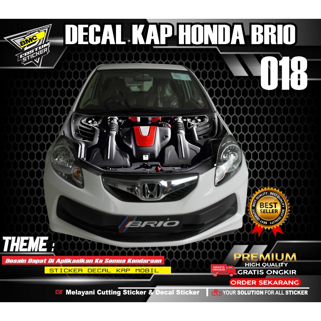 STICKER DECAL KAP MESIN HONDA BRIO/STIKER VARIASI KAP MESIN BRIO OLD 018