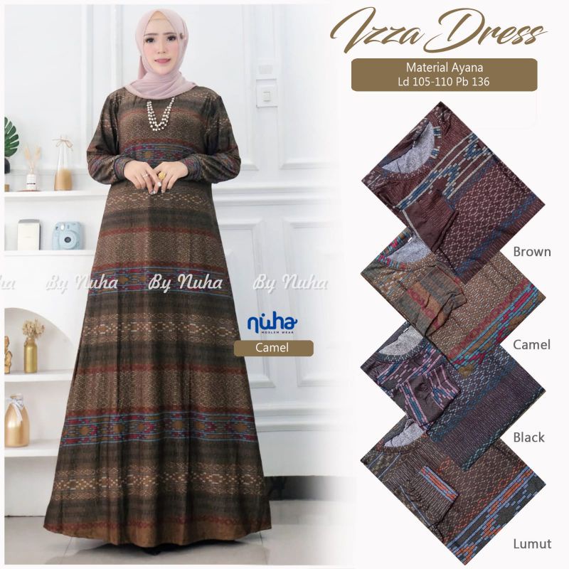 GAMIS BATIK MODERN TERBARU 2022 IZZA DRESS BY NUHA MATERIAL AYANA LD 105 MELAR SAMPAI 130 PB 137 BAH