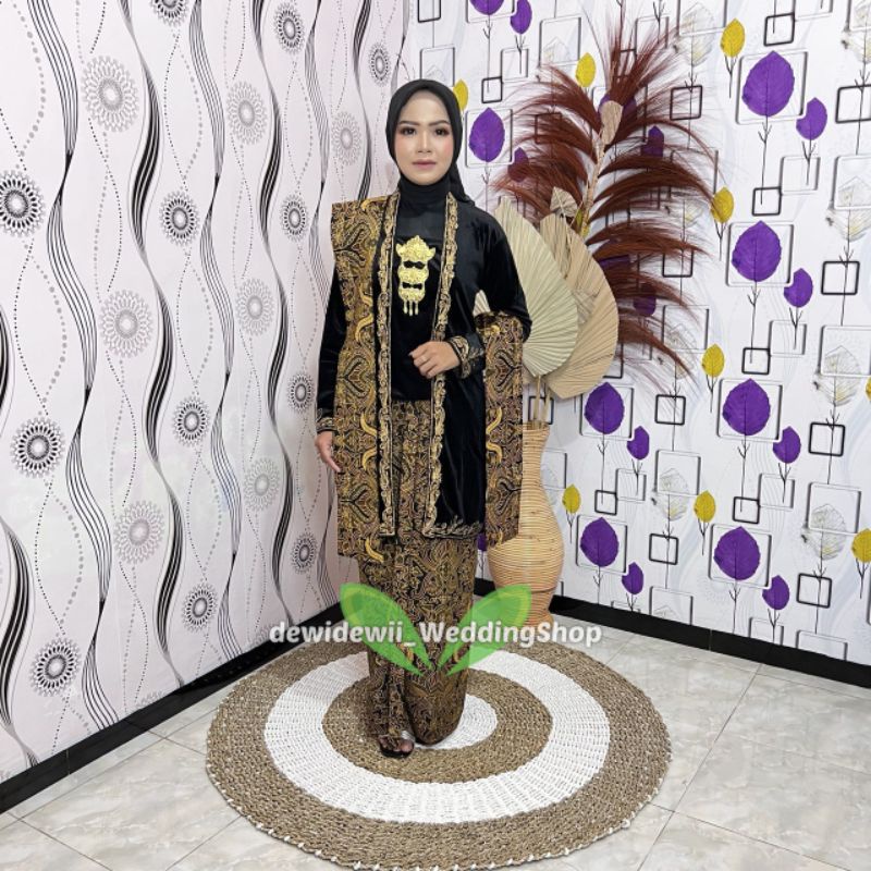 [1set] Kebaya + Selendang + Jarik Instan || Model Padma - Motif Pisang Bali