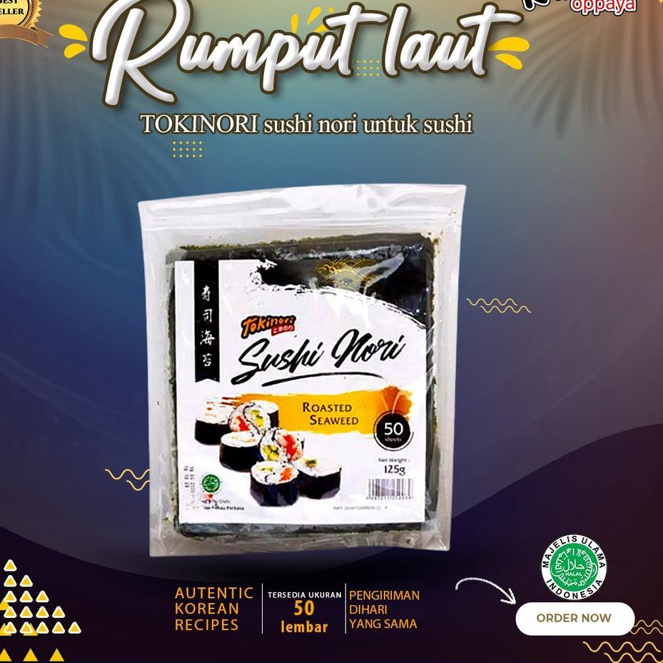 

► Tokinori Sushi Nori Halal Rumput Laut Sushi Korea Kimbab Isi 50 Lembar ۝