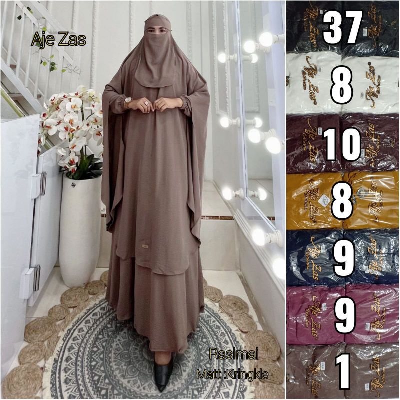 Gamis set hijab / gamis syar'i rasimai / gamis crinkle TERLARIS