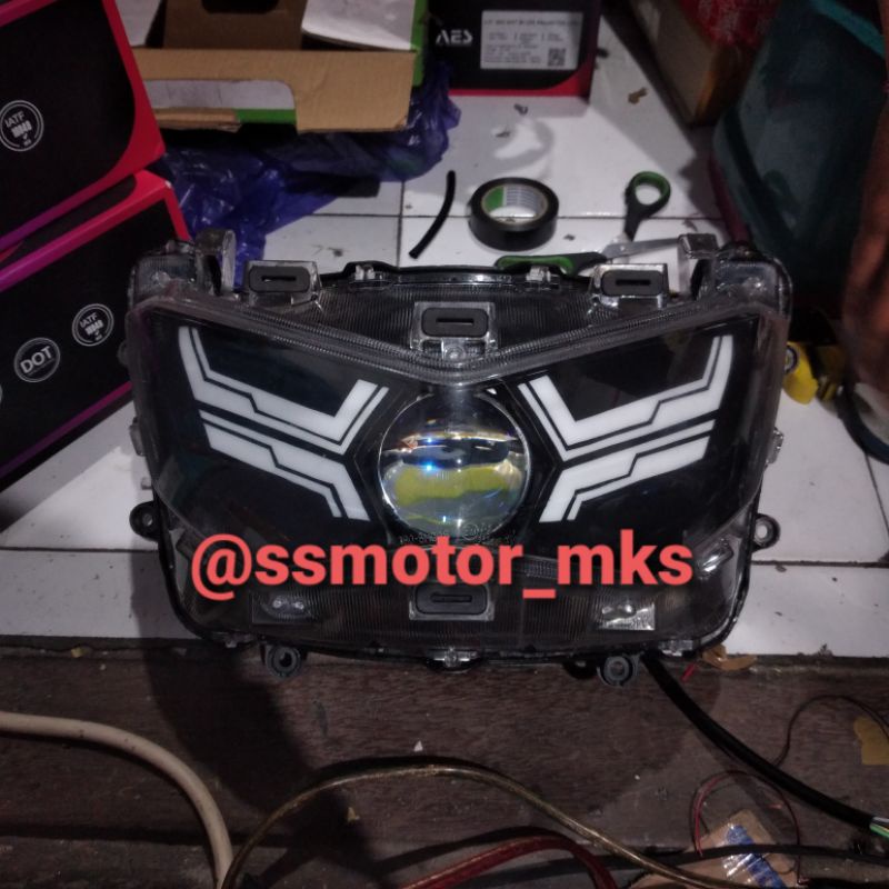 HEADLAMP CUSTOM PROJIE BILED AES VAHID LAZY RGB BLUETOOTH YAMAHA ALL NEW NMAX 2020 2021 2022 2023