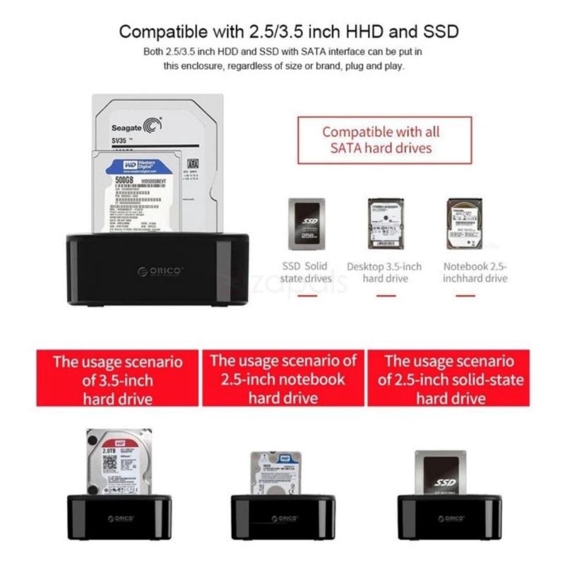 Orico 6228US3-C 2,5/3,5 inch USB3.0 Hardisk Clone Dual Bay HDD &amp; SSD