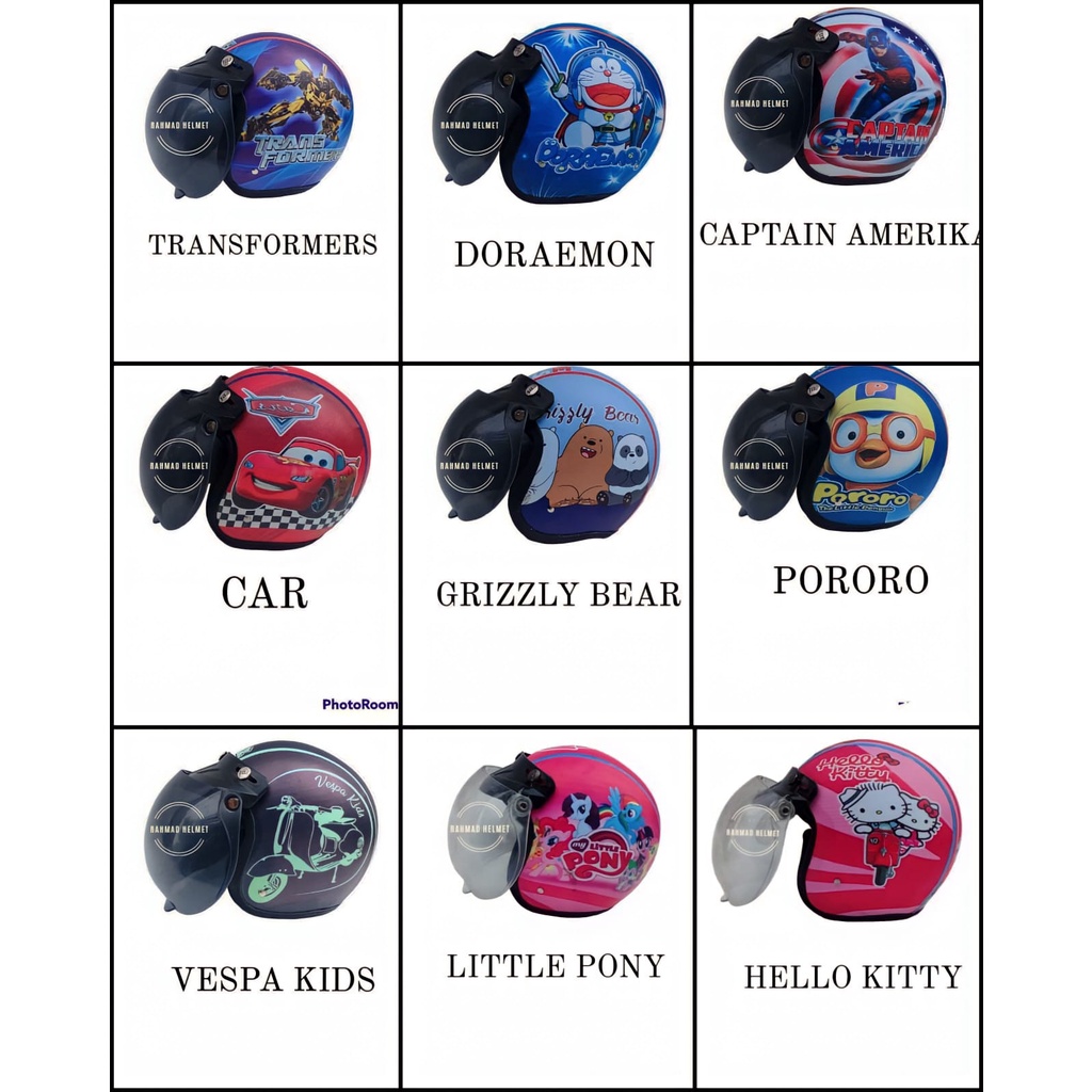 Helm Bogo Anak Retro Usia 2-6 Tahun Berbagai Macam Karakter