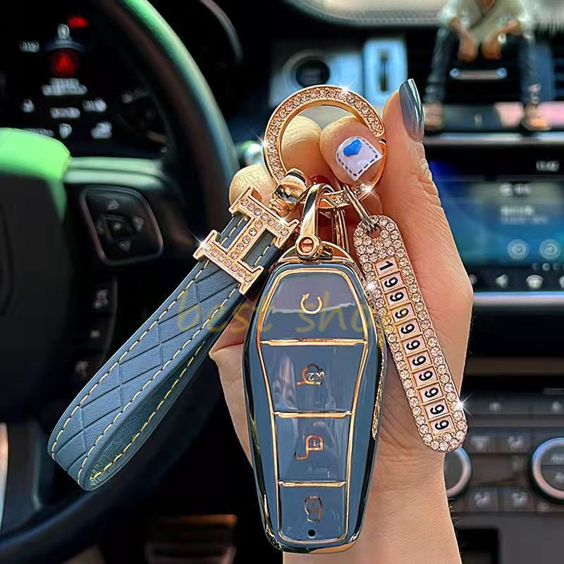 Byd ATTO 32022 TPU Key Case Kunci Saku Gantungan Kunci Remote Control Kunci Smart Key