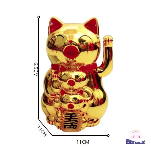 KUCING HOKI tiga wajah/kucing rejeki/lucky cat/ kucing maneko neki/baterai 16.5CM