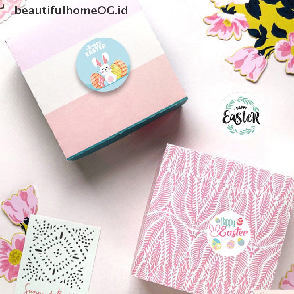 // Beautifulhomeog.id// 500Pcs Easter Day Stickers Rabbit Self Adhesive Seal Label Stiker Tag Pesta **