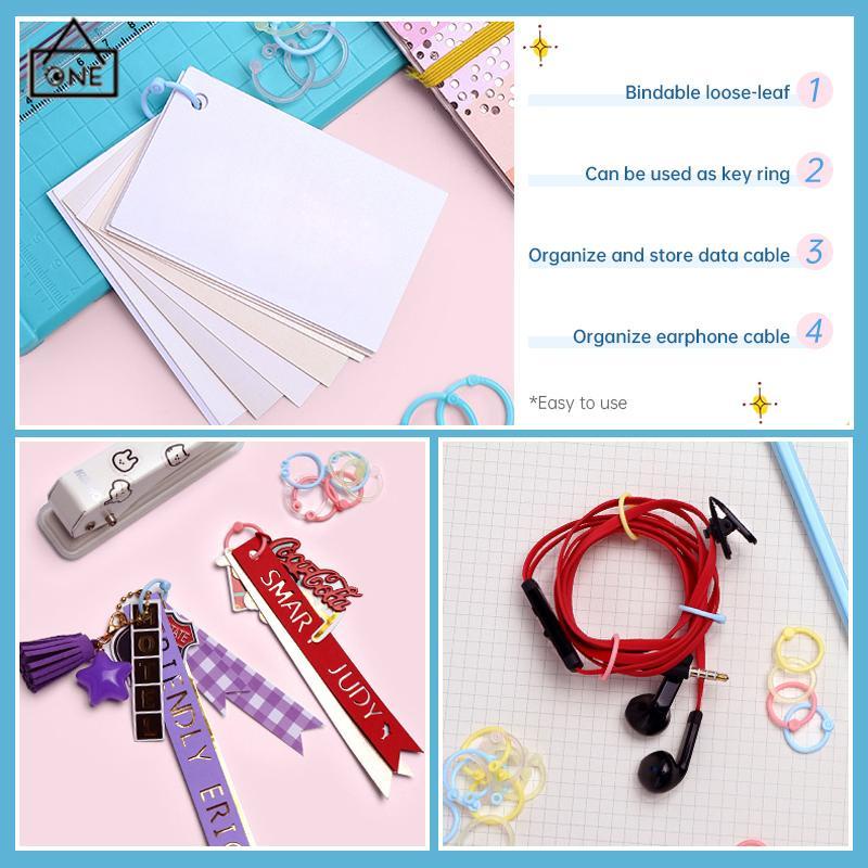 COD❤️Ring Binder Loose Leaf Bahan Plastik Tanpa Melubangi Buku Kertas Plastik Penjilid Daun Longgar Kerajinan Catatan Lingkaran Album Gantungan Kunci