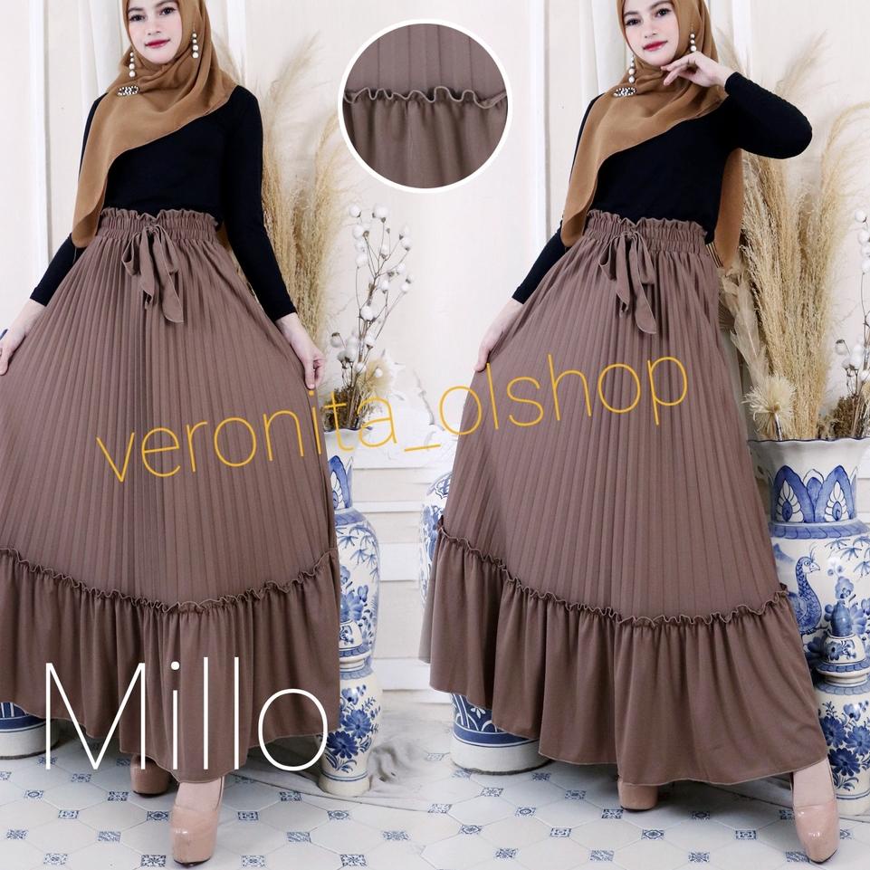 Harga Termuraah Rok panjang Plisket Rok cabang Kerutan Rok mayung/Payung Rok muslim Terbaru Terlaris