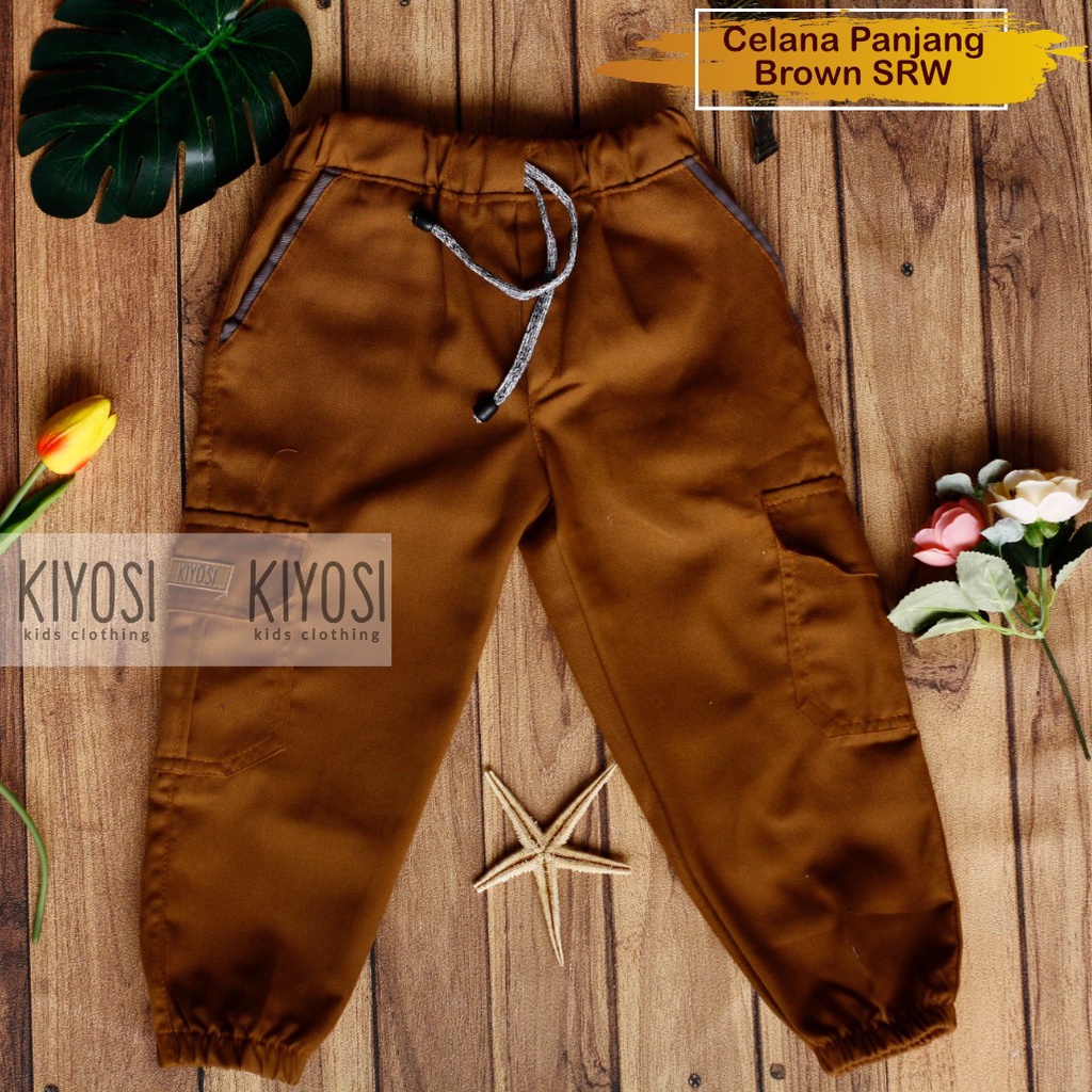 KIYOSI Celana Chinos Cargo Jogger Sirwal Anak Unisex Outdoor Polos