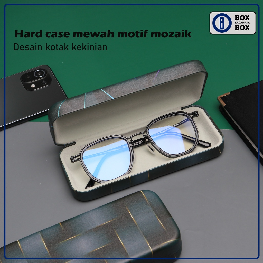 Tempat Kacamata / Box Hardcase Magnet Motif Abstrak Kotak kokoh Keren Muat Untuk Frame dan Sunglasses D5