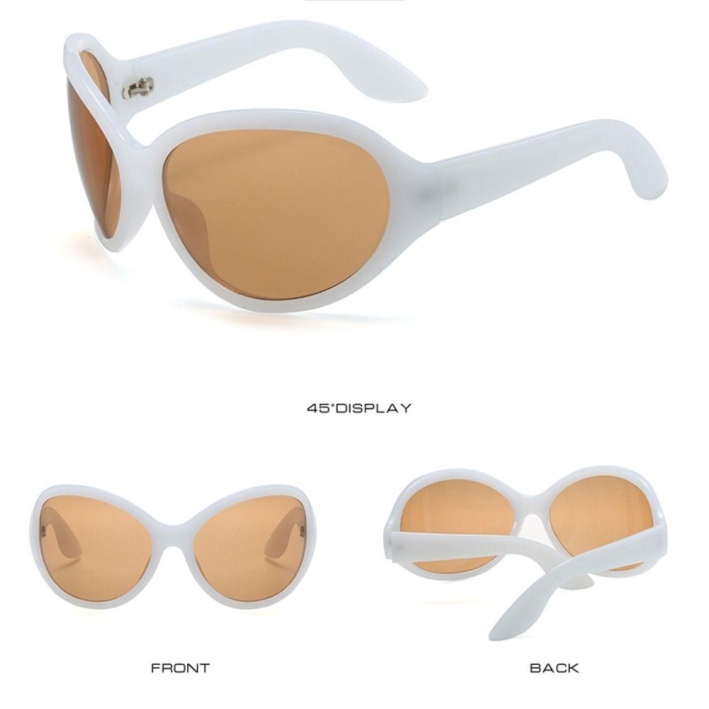 Nanas Kacamata Hip Hop Wanita Unik Y2K Oversized Shades