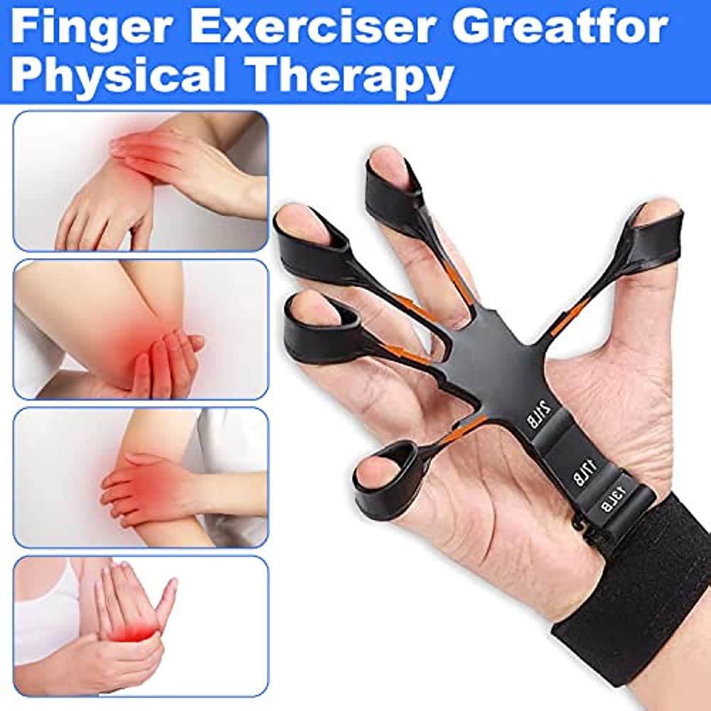 2pcs Finger Gripper Silikon Finger Berolahraga Trainer Dengan 6tingkat Tahan Untuk Pemain Gitar Dengan Penguat Band Tangan