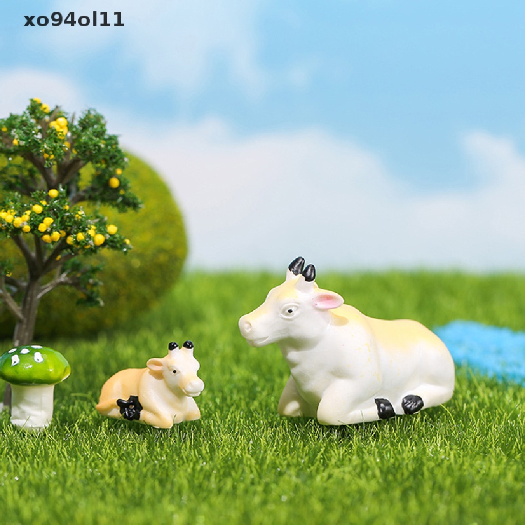 Xo Patung Sapi Mini Model Hewan Pemandangan Mikro Dekorasi Rumah Miniatur OL