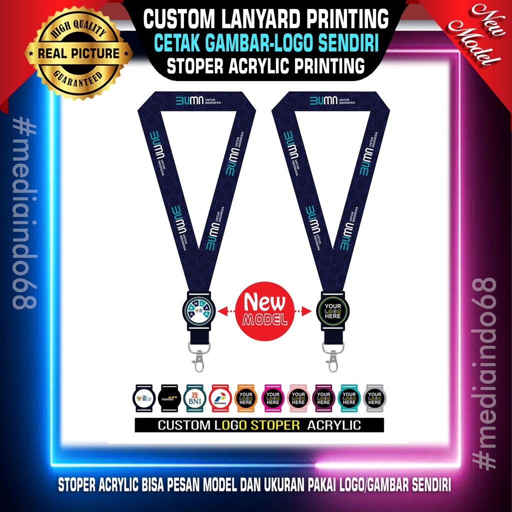 

Custom Lanyard Printing Stopper Acrylic Cetak Logo BUMN (Model Baru)