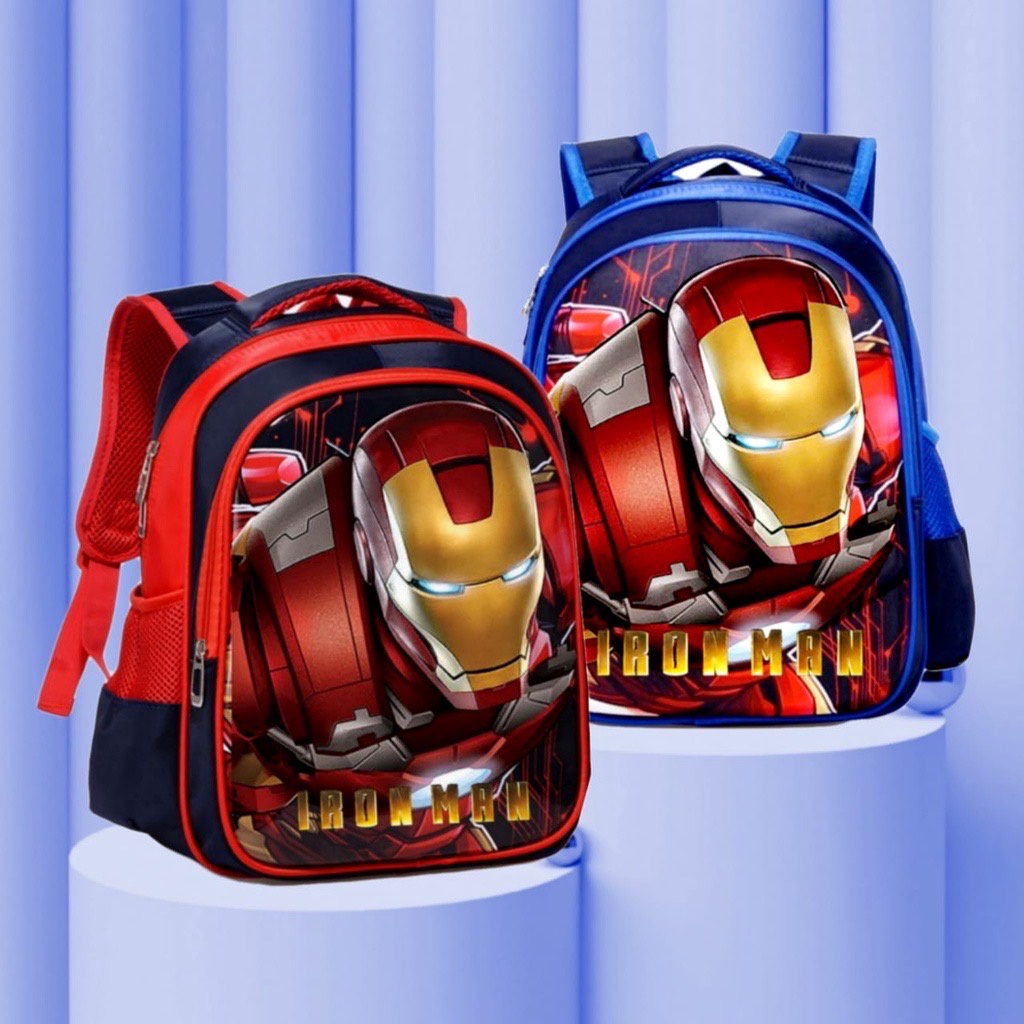 TERBARU RANSEL ANAK IRONMAN UKURAN 38X13X26 CM - TAS SEKOLAH TK-SD RANSEL ANAK LAKI-LAKI KARAKTER TAS MARVEL SUPERHERO IMPORT 3D EMBOSS BAHAN DINIR 300