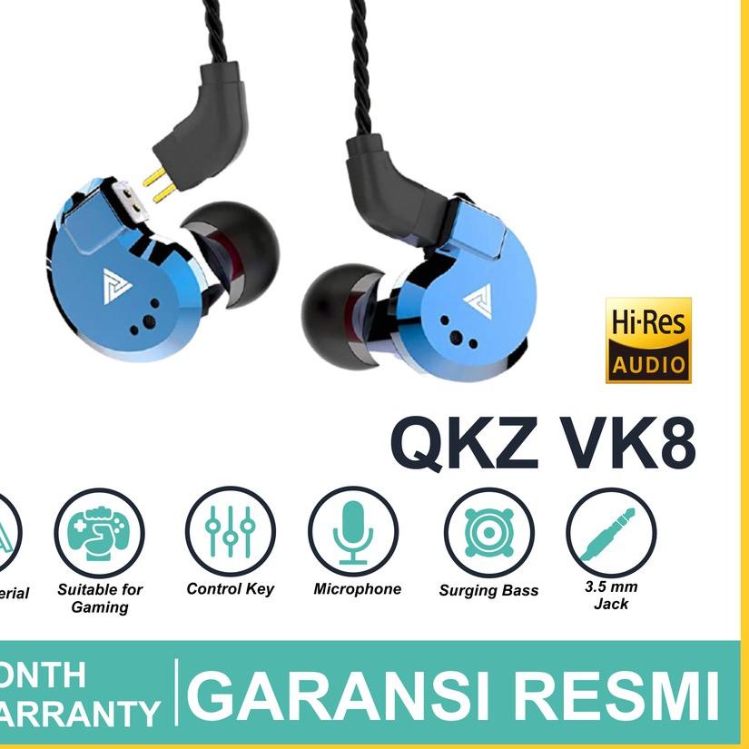 ☺ QKZ VK8 with Mic Sport Gaming Hi-Res Earphones Hight Quality In-Ear Earbuds HIFI ▲