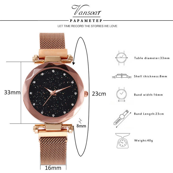 Finivo F901 Jam Tangan Wanita Fashion Business Analog Quartz - Magnet Stainless Metal Mesh 34 mm - Anti Air 30 M Renang - Water Resistant Watches