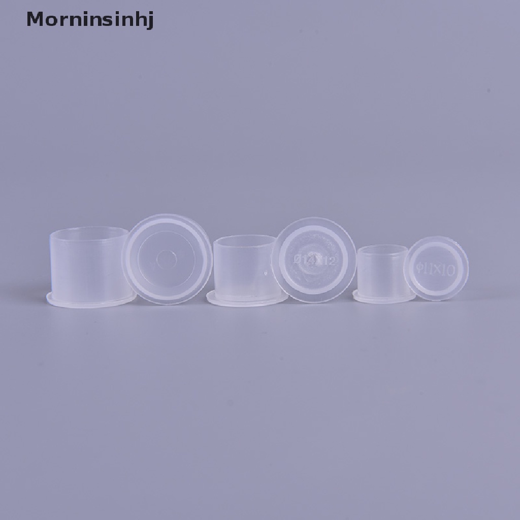 Mornin 100pcs Gelas Tinta Tato Wadah Plastik Bening Permanen Makeup Pigmen Caps id