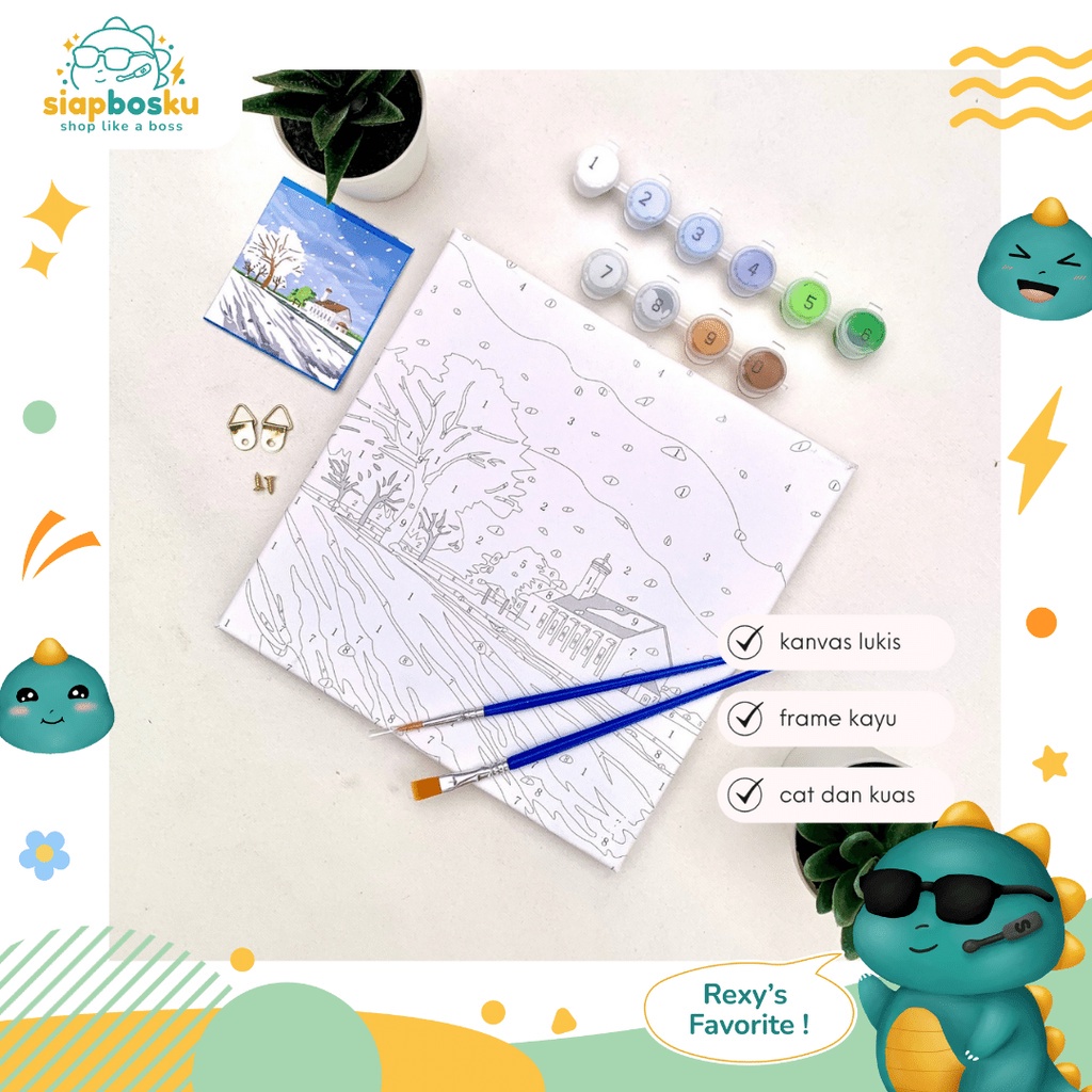 

SALE !! KANVAS LUKIS PEMANDANGAN UNTUK ANAK CANVAS PAINTING BY NUMBER FOR KIDS 20x20 CM TERMASUK CAT KUAS FRAME KAYU SIAP LUKIS - LANDSCAPE SERIES