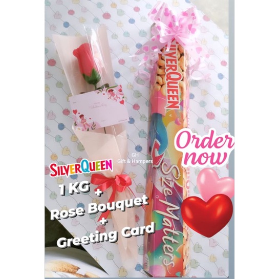 

Kado Valentine Coklat SilverQueen King 1 Kg + Bunga Rose + Kartu Ucapan