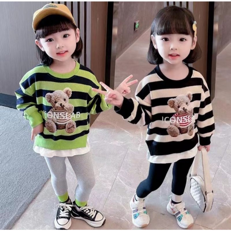 setelan atasan rajut dan legging import setcel legging anak perempuan setelan baju anak import