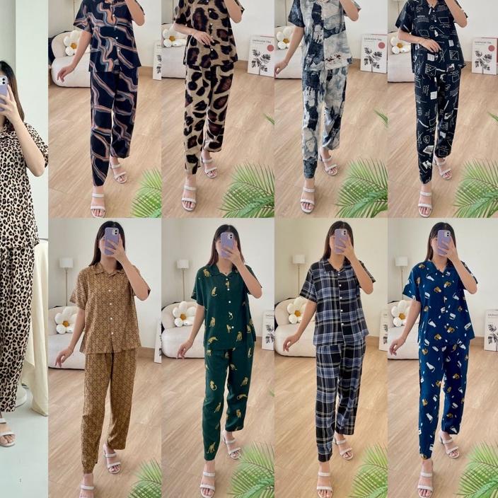 ➩ Piyama Rayon Set / Set Piyama Rayon Panjang / Piyama Panjang Rayon / Stelan Rayon / Rayon Set ✼