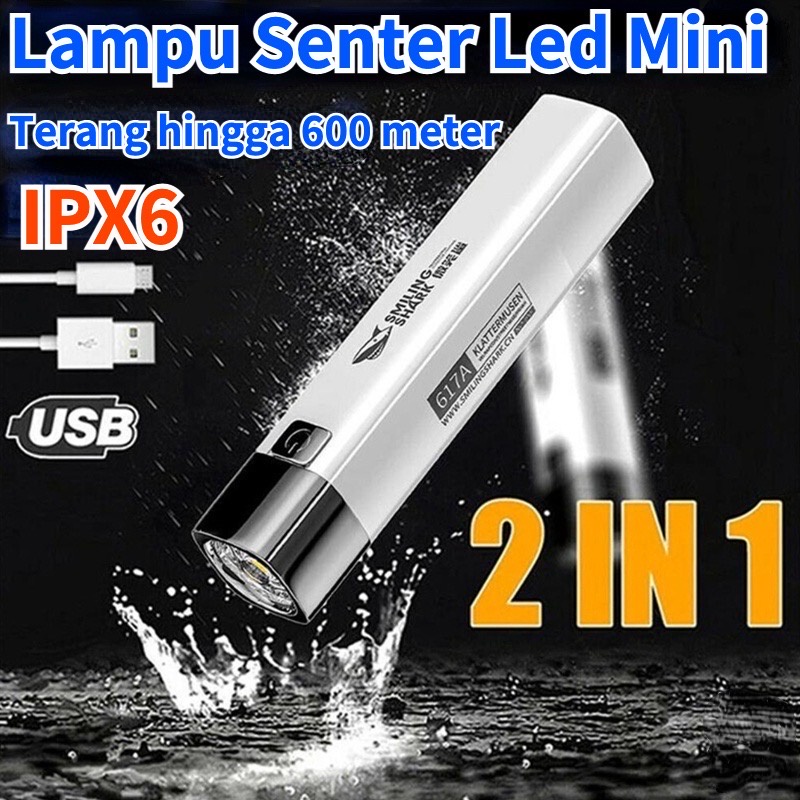 Senter LED Super Terang Baru Hingga 600 Meter (asli) Jarak Jauh Senter Polisi Set Lengkap Senter Polisi Khusus Pengisian USB mini 5W