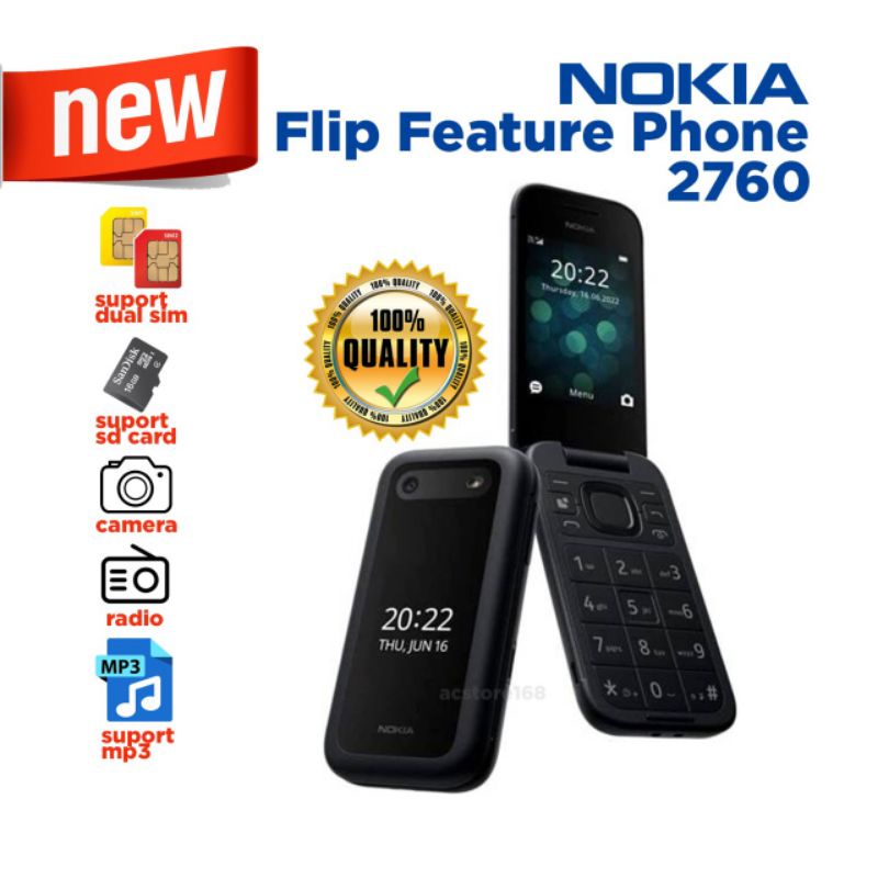 NOKIA LIPAT 2760  / NOKIA  FLIP 2760 NEW DUAL SIM BAHASA INDONESIA HARGA TERJANGKAU