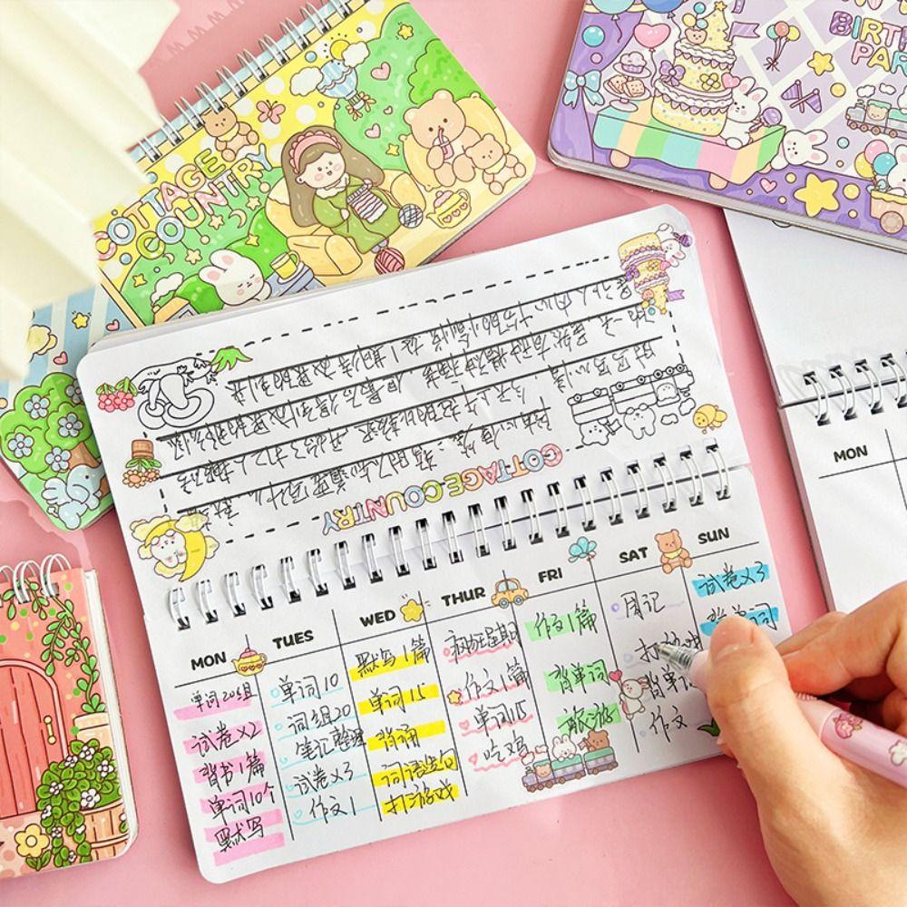 Lanfy Weekly Planner Notebook Kartun Siswa Akun Tangan Alat Tulis Anak To Do List Agenda Diary Book