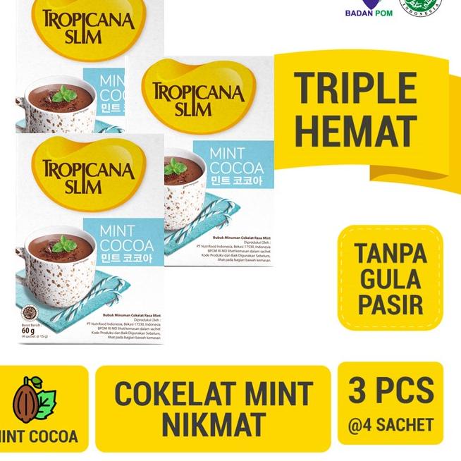 

Barang Laris Triple Pack Tropicana Slim Mint Cocoa (4 Sch)- Minuman Cokelat Mint Nikmat Tanpa Gula Pasir L9S*