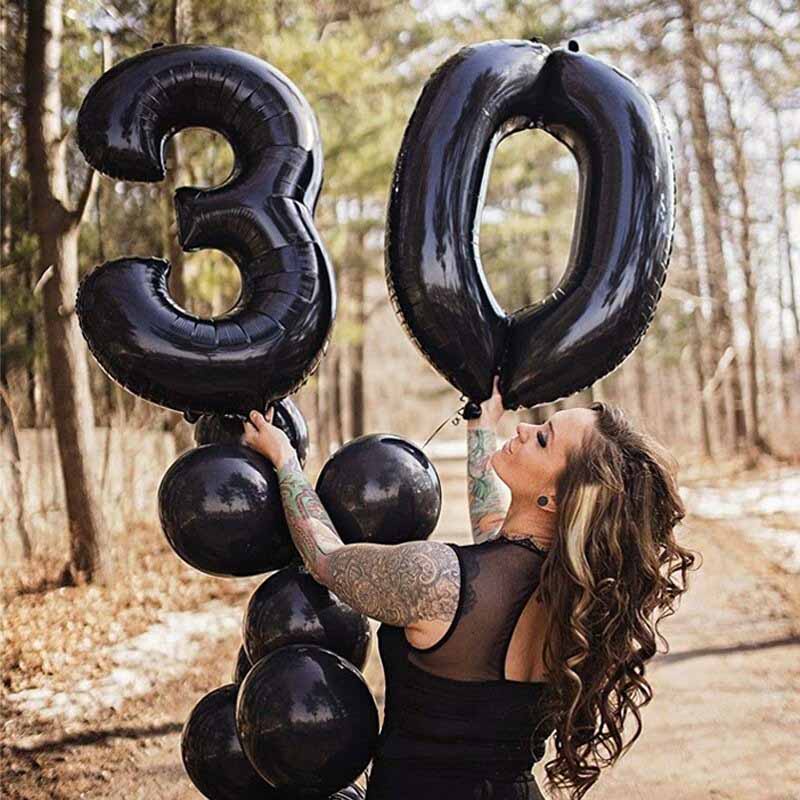 Balon Angka 32inch Hitam 0-9 Besar Aluminium Foil Number Balloon Baby Shower Anniversary Ulang Tahun Pesta Liburan Dekorasi Balon Pesta Pernikahan