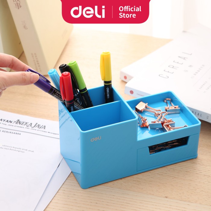 

Terlaris Deli Ez25130 Abs,Ps Desk Organizer Blue, 3Comp., 1 Drawer (Blue)