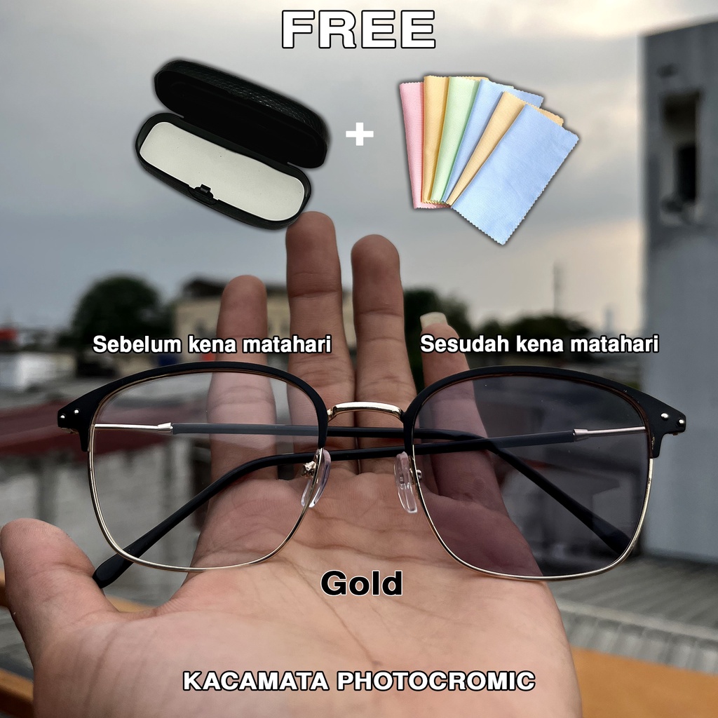 [Free Box] - Kacamata Photocromic Korea Anti Radiasi 2 In 1 Potokromik Photochromic Pria Wanita PA2