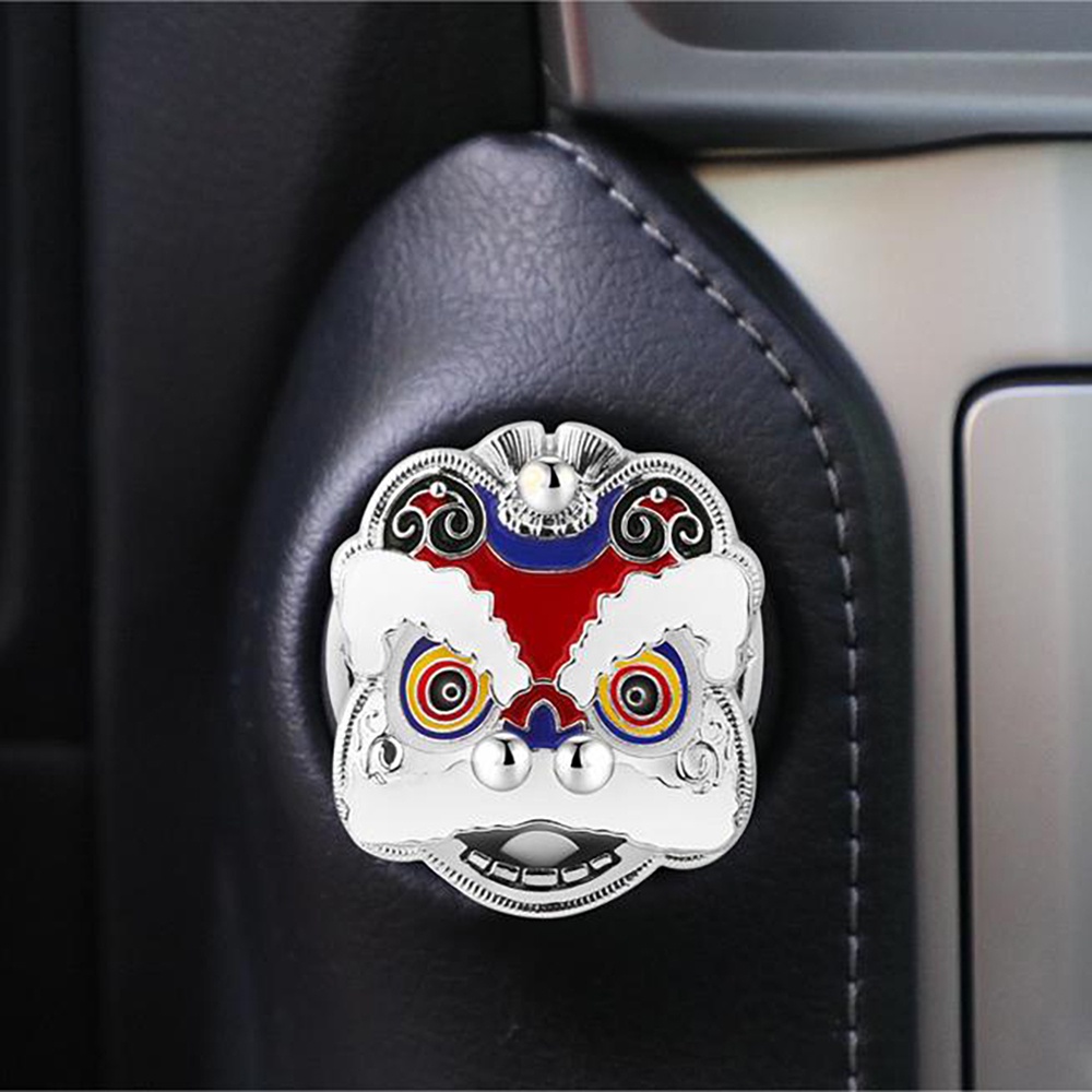 Guochao Style Lion Dance Car One-Button Start Cover Pelindung Dekorasi Tempel/Pelindung Tombol Start Satu Tombol/Flip Tombol Saklar Mobil/Interior Mobil