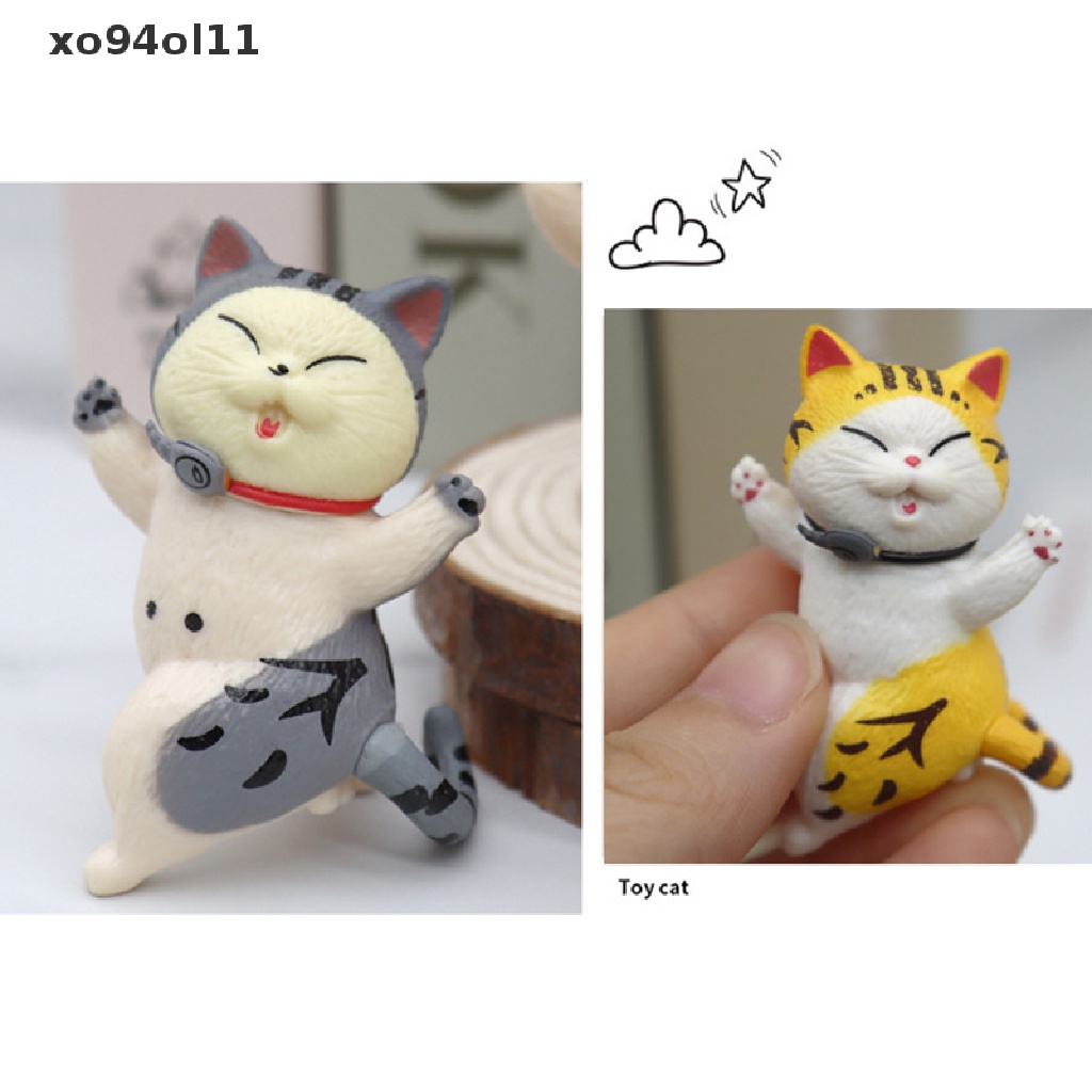 Xo 10Pcs Mainan Koleksi Kucing Lucu Miniatur Kucing Keberuntungan Ornamen Menari Boneka Kucing OL