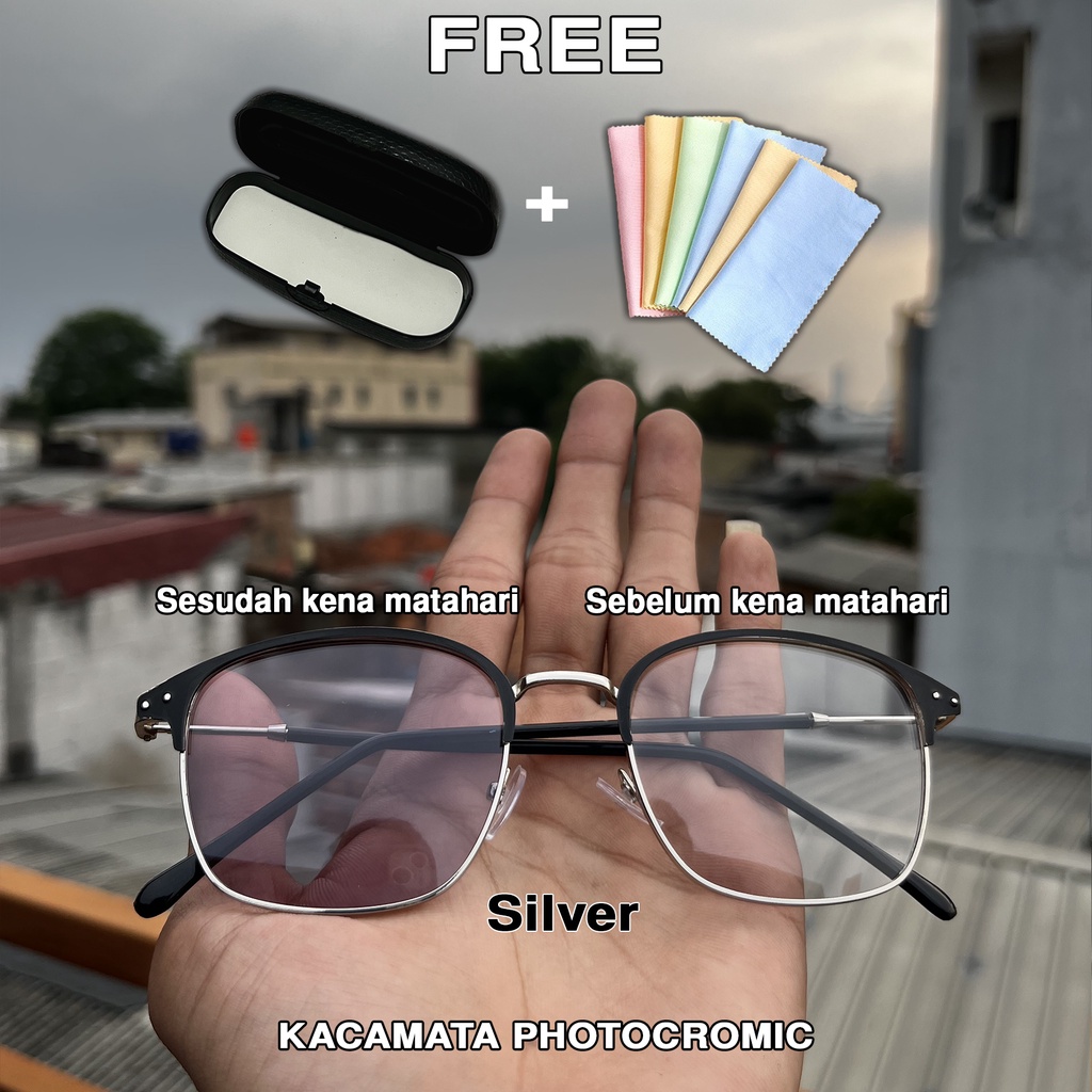 [Free Box] - Kacamata Photocromic Korea Anti Radiasi 2 In 1 Potokromik Photochromic Pria Wanita PA2