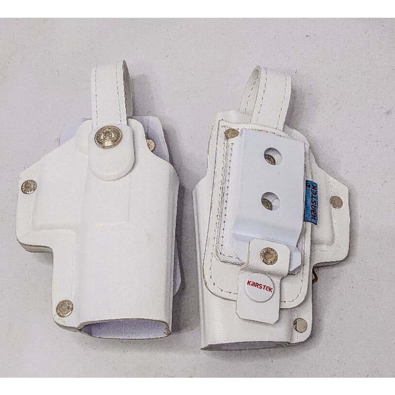 SARUNG SENJATA HOLSTER KULIT PRES PUTIH - SENJATA HS - WADAH SENJATA HS PANJANG KE BAWAH SARUNG HP 6