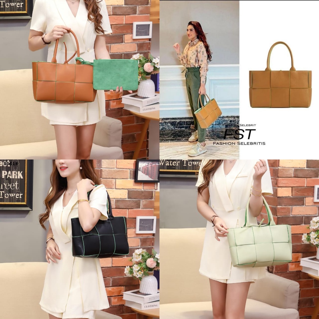 BV  Leather Tote Bag With Pouch 8081