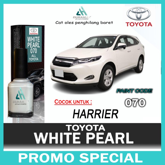 Cat Oles Pearl White Metalic 070 Toyota Harrier Putih Mutiara Metalik