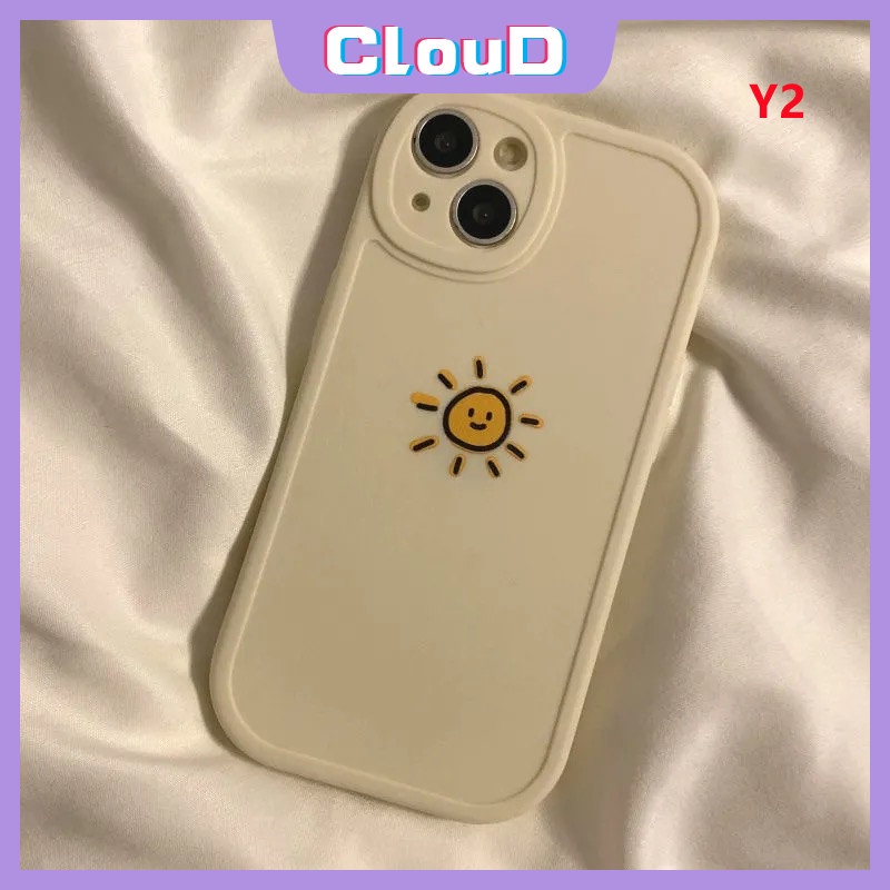 Pasangan Case Warna Solid Sederhana Kompatibel Untuk iPhone 7Plus 11 14 12 13 Pro Max XR 8 6s 6 7 Plus X XS Max SE 2020 Lucu Bulan Matahari Lembut Tpu Lover Shockproof Cover