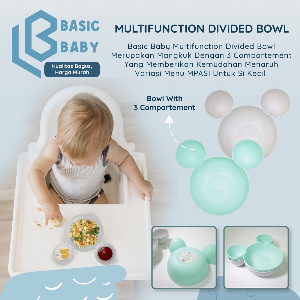 Basic Baby Multifunction Divided Bowl | Mangkuk Anak 3 Sekat