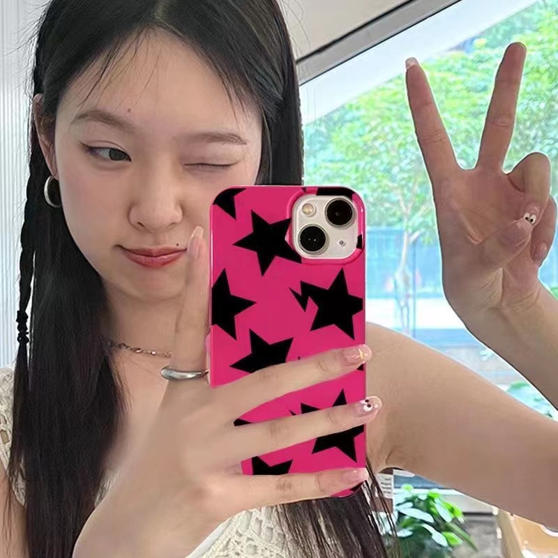IPHONE Ins Pola Bintang Cocok Untuk Iphone14 14pro 14plus 13 13mini 13pro 13prm iPhone12 7Plus 8Plus Xr XS 13 12mini Pro Max TPU Empat Sudut Casing Ponsel Tahan Guncangan