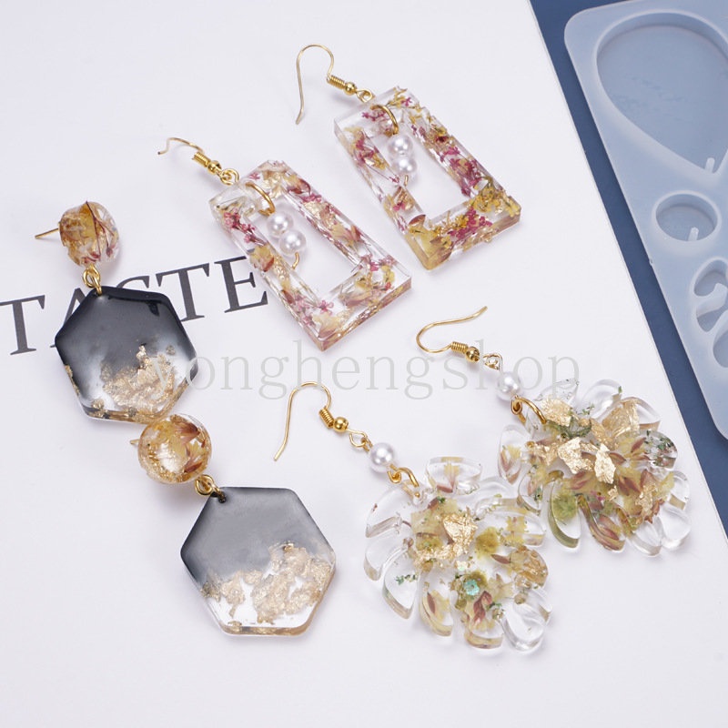 Anting Liontin Perhiasan Cetakan Silikon Resin Casting Cetakan DIY Kristal Epoxy Handmade Craft Making Tool