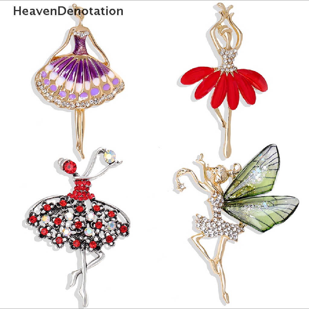 [HeavenDenotation] Paduan Temperamen Bertatahkan Berlian Kristal Balet Penari Bros Perhiasan Pin Untuk Lady Retro Korsase Dekoratif Jas Pakaian Lencana HDV