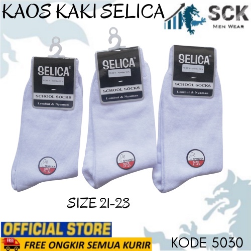 Kaos Kaki Sekolah Panjang SELICA SPD 5030 Putih 21-23 cm / Kaos Kaki SPD5030 Putih - sckmenwear GROSIR