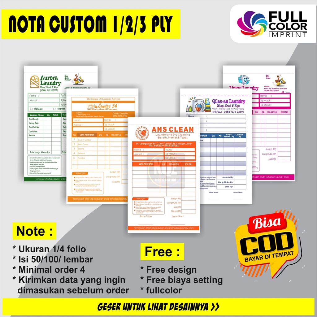 

[PROMO] NOTA LAUNDRY, NOTA LAUNDRY CUSTOM / NOTA LAUNDRY PAKE NAMA SENDIRI