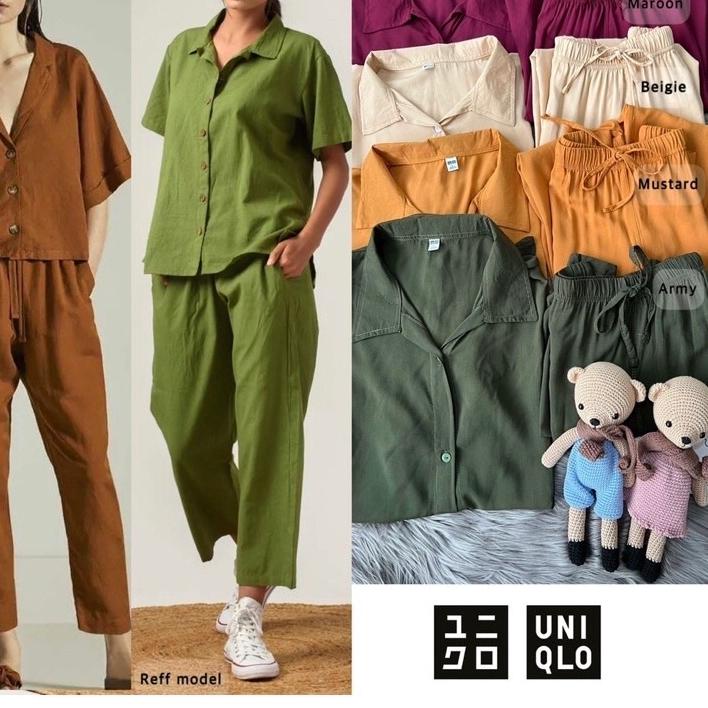 ♝ Uniqlo Set Pajamas - Piyama Set Uniqlo Rayon ➹