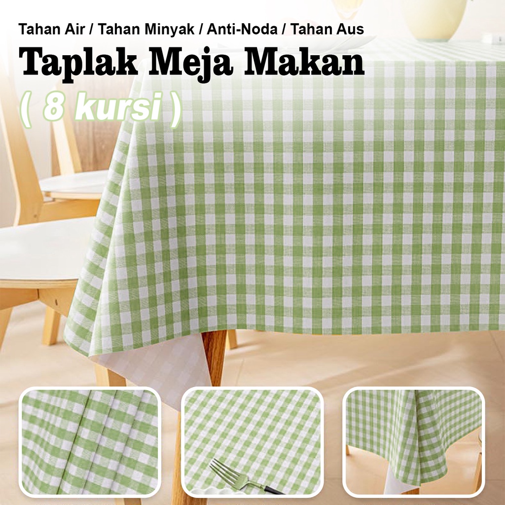 Taplak Meja Ruang Makan PEVA Kotak Kotak Kecil Terbaru / D10-3D - D15-3D
