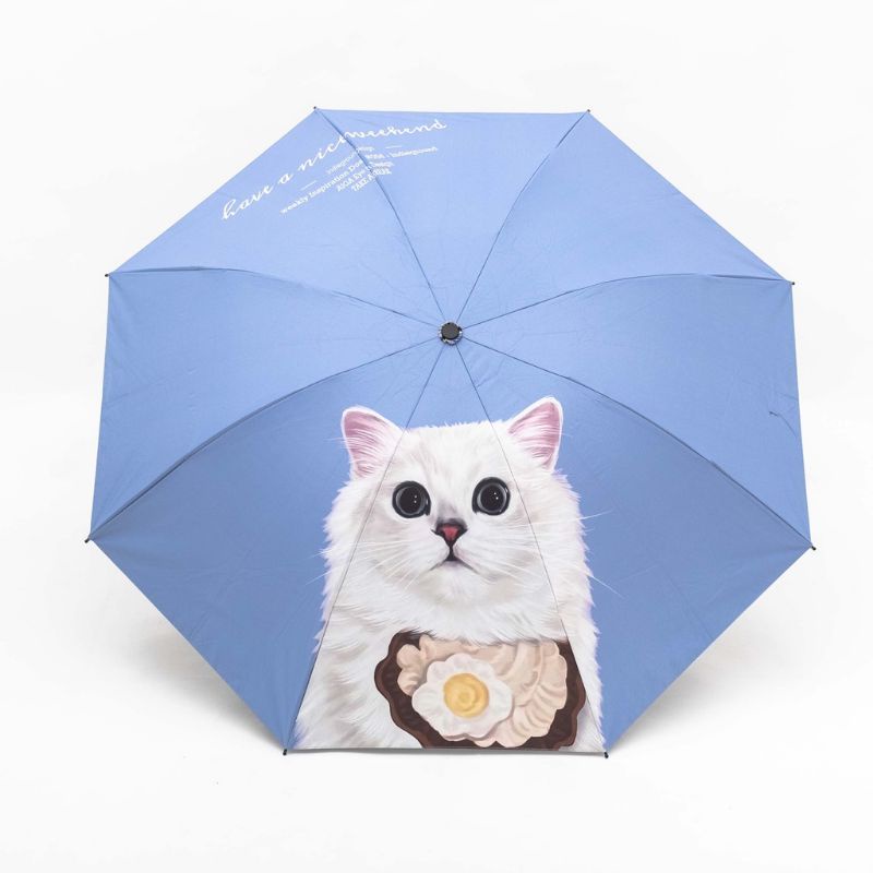 Payung Lipat 3 Mini Motif Kucing / Cat Lovers / Lapis Hitam anti Uv